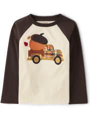 Boys Embroidered Truck Raglan Top - Happy Harvest