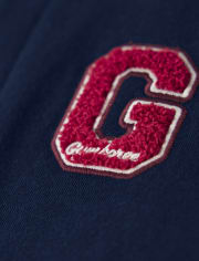 Boys Applique Patch Fleece Varsity Jacket - Prep School