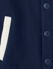 Boys Applique Patch Fleece Varsity Jacket - Prep School