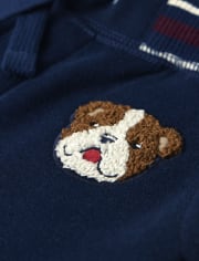 Boys Applique Dog Fleece Jogger Pants - Prep School