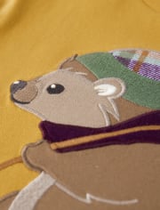 Boys Embroidered Hedgehog Layered Top - Enchanted Forest