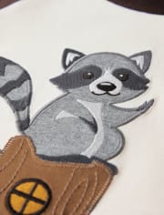 Top raglán con mapache bordado para niños - Bosque Encantado