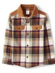 Boys Plaid Flannel Shirt Jacket - Enchanted Forest