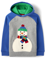 Sweat à capuche en polaire brodé bonhomme de neige pour garçons - Très joyeux