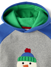 Sweat à capuche en polaire brodé bonhomme de neige pour garçons - Très joyeux