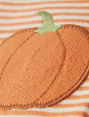 Girls Striped Applique Pumpkin Leggings - Lil' Pumpkin