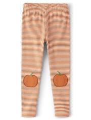 Girls Striped Applique Pumpkin Leggings - Lil' Pumpkin