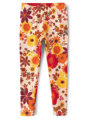 Girls Floral Leggings - Happy Harvest