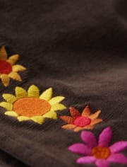 Girls Embroidered Floral Corduroy Skort - Happy Harvest