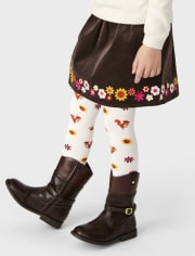 Girls Embroidered Floral Corduroy Skort - Happy Harvest