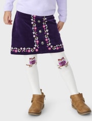 Girls Embroidered Floral Corduroy Skirt - Magical Meadow