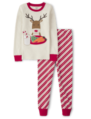 Pyjama ajusté en coton avec motif de renne brodé pour enfants - Gymmies