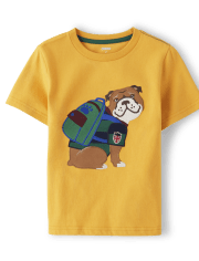Top con perro bordado para niño - Escuela preparatoria
