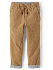 Boys Corduroy Pull On Roll Cuff Pants - Little Essentials