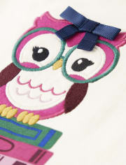 Girls Embroidered Owl Top - Prep School