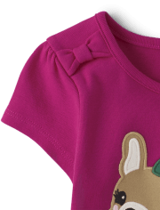Girls Embroidered Dog Top - Prep School