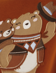 Girls Embroidered Bear Top - Montana Mountain