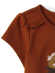 Girls Embroidered Bear Top - Montana Mountain