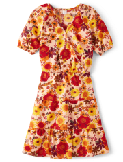 Womens Mommy And Me Floral Flannel Tiered Dress - Happy Harvest