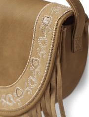 Girls Embroidered Heart Fringe Bag - Montana Mountain