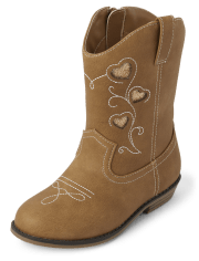 Girls Embroidered Heart Cowgirl Boots - Montana Mountain