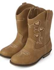Girls Embroidered Heart Cowgirl Boots - Montana Mountain