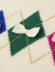 Girls Intarsia Argyle V-Neck Sweater - Prep School