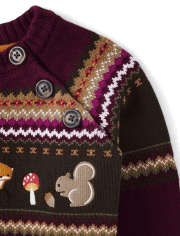 Boys Embroidered Forest Animal Sweater - Enchanted Forest