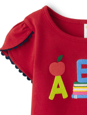 Apple Top Girls Sleeve - CLASSICRED | - Tulip Gymboree Embroidered Short Orchard ABC