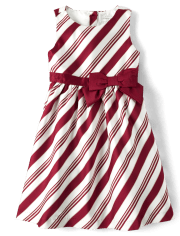 Girls Striped Jacquard Fit And Flare Dress - All Dressed Up