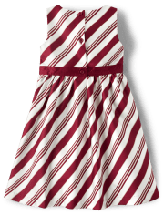 Girls Striped Jacquard Fit And Flare Dress - All Dressed Up