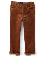 Boys Corduroy Roll Cuff Pants - Christmas Cabin