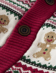 Boys Matching Family Gingerbread Fairisle Cardigan - Christmas Cabin