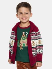 Boys Matching Family Gingerbread Fairisle Cardigan - Christmas Cabin