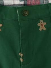 Boys Schiffli Gingerbread Twill Chino Pants - Christmas Cabin