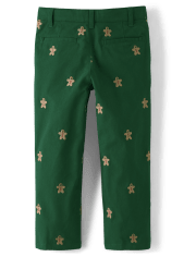 Boys Schiffli Gingerbread Twill Chino Pants - Christmas Cabin