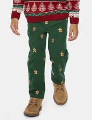 Boys Schiffli Gingerbread Twill Chino Pants - Christmas Cabin