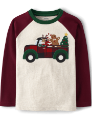 Haut raglan brodé pour garçon - Cabine de Noël