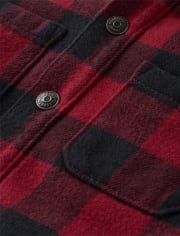 Boys Plaid Sherpa-Lined Shirt Jacket - Christmas Cabin