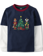 Boys Christmas Tree Layered Top - Nutcracker