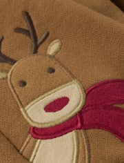 Pantalones jogger de forro polar con renos bordados para niños - Cabina de Navidad