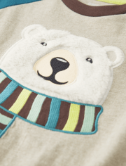 Boys Embroidered Polar Bear Raglan Top - Nordic Adventure