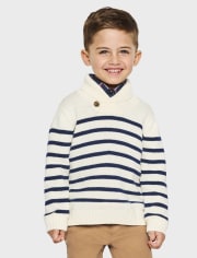 Boys Striped Shawl Sweater - Parisian Chic
