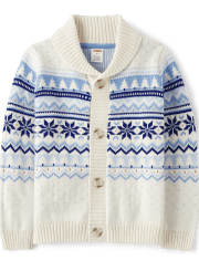 Cardigan châle en intarsia flocon de neige pour garçon