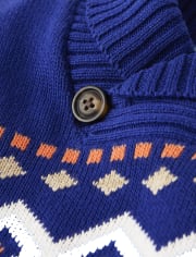 Suéter con chal y grecas alpinos en intarsia para niños