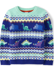 Boys Dino Fairisle Sweater - Dino Friends