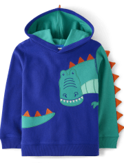 Boys Embroidered Dino Fleece Hoodie - Dino Friends