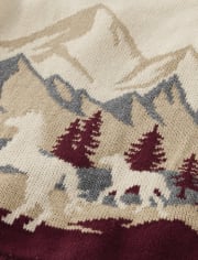 Boys Embroidered Mountain Sweater - Rustic Ranch