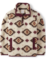 Jersey Sherpa con media cremallera y estampado para niños - Rustic Ranch