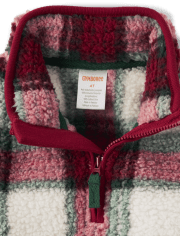 Boys Plaid Sherpa Pullover - Christmas Cabin
